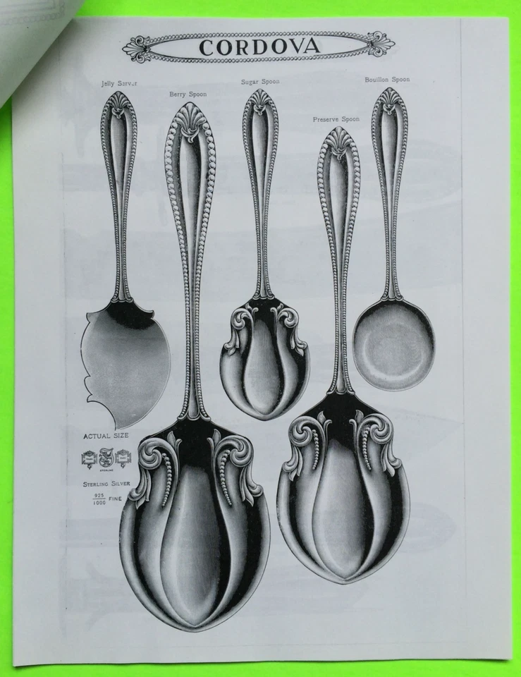 Копия каталога столовых приборов c. 1911 Towle Cordova из чистого серебра 16 страниц руководство - Изображение 1 из 4