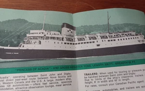 1965 Canadian Pacific Bay of Fundy "Princess of Acadia" Ferry Service Schedule - Picture 1 of 5