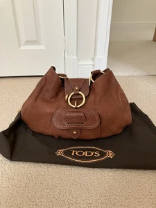 Tod's Tan Leather Shoulder Bag Rust/Brown Gold Hardware Excellent Condition - Picture 1 of 14