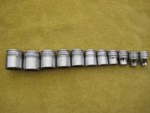 Juego de 11 enchufes Snap On Tools 3/8" Drive Cromo poco profundo usado 7/8-1/4 12P 6P - Imagen 1 de 11