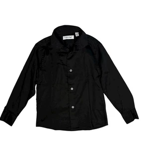 Calvin Klein Boys Dress Shirt Black Long Sleeve Button Front Size 5 Regular - Picture 1 of 5