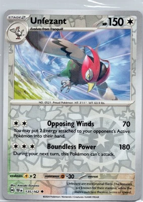 Unfezant Reverse Holo Uncommon SV05: Temporal Forces 135/162 NM - Image 1 of 2