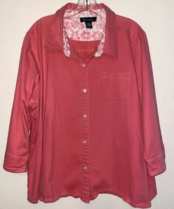 Women’s Denim & Co Pink Shirt Jacket 3X Button Up - Picture 1 of 4