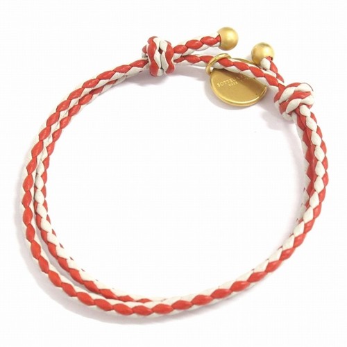 BOTTEGA VENETA Bracciale Pelle Intrecciata Accessorio Logo Charm Arancione Usa