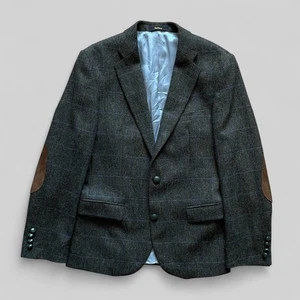 Barbour Men’s Green Checkered Tweed Wool Lined Slim Blazer – Size UK38 / EU48 - Picture 1 of 15