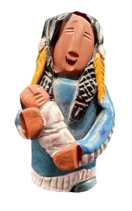 Vintage Keena Mohawk Mutter Baby Kind Indianer Indianer Skulptur Rotware - Bild 1 von 4