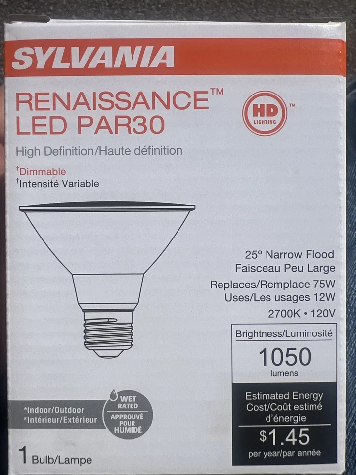 (6 TOTAL) Sylvania Renaissance Led Par30 Dimmable Bulbs Indoor Outdoor 120v 12w - Image 1 of 1