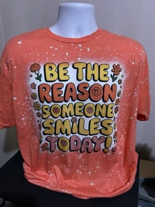 Gildan Soft style Bleached Tee, Be The Reason Someone Smiles Graphic Bleach Tees - Picture 1 of 2