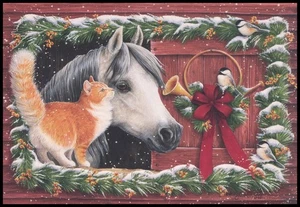 Greeting Card - Bird Cat Horse - Kathy Goff - Christmas CL061 - Picture 1 of 2