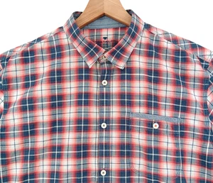 Tom Taylor Shirt Mens XL Red Grey Plaid Cotton Short Sleeve Reg. Pocket 46"x30" - Picture 1 of 10