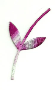 2 3/4" Rosa Weiß Bunt Blume Stiel Blütenblätter Stickerei Patch - Bild 1 von 1