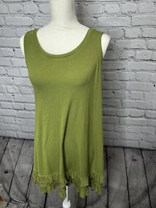 Logo By Lori Goldstein Green Sleeveless Tunic Top Size Medium Rayon Casual - Picture 1 of 7