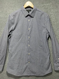 Banana Republic camicia uomo bottoni blu check media casual senza rughe - Foto 1 di 8