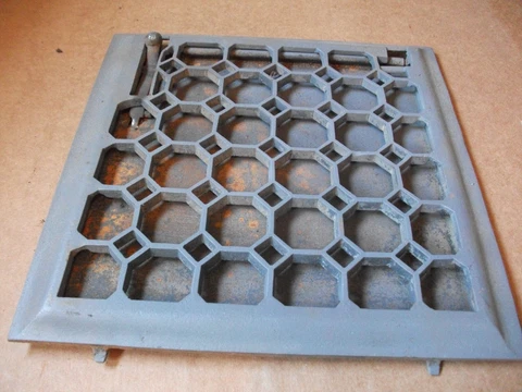 Antique Cast Iron Heat Register Vtg. 10"x 10" Works! - Vertical application HEX Cover