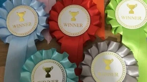 10 X 1 Tier Trophy with Winner Rosettes *FREE POSTAGE* - Picture 1 of 2