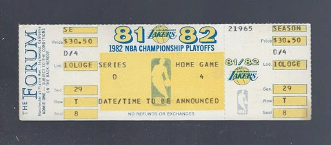 VINTAGE 1982 NBA FINALS 76ERS @ LOS ANGELES LAKERS FULL TICKET - Game 7 - D4 Cover