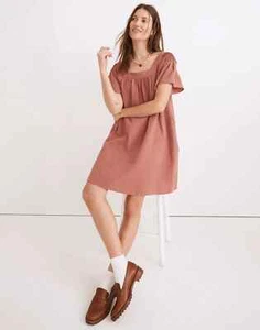 Madewell Lightspun Butterfly Square-Neck Mini Dress Size Small Vintage Quartz - Picture 1 of 14