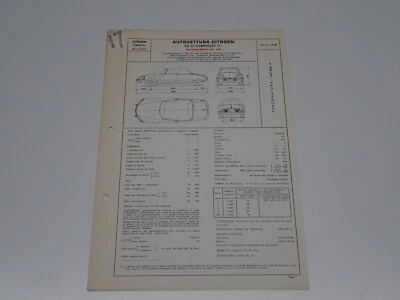 CITROEN DS 21 CABRIOLET (1) SCHEDA DI OMOLOGAZIONE DGM 1968 (122) - Immagine 1 di 3