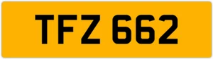 TFZ 662 T 3x3 DATELESS PRIVATE NUMBER PLATE TOM TONY TEL TOD TODD TAM TAJ TRACE - Picture 1 of 1