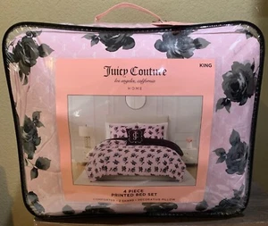 Juicy Couture Black Roses & JC Monograms King set 4 pezzi piumone, federe, cuscino - Foto 1 di 8