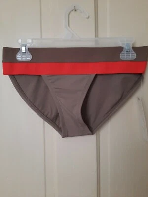 Parte inferior de bikini Anne Cole Signature marrón/rojo banda de 2 tonos nueva con etiquetas. Q17 Foto 1 de 4