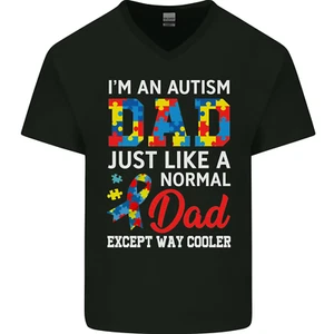 T-Shirt Autismus Vater autistisch Vatertag ASD Herren V-Ausschnitt Baumwolle - Bild 1 von 37