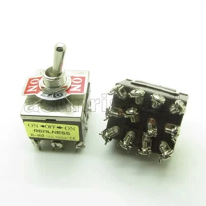 Interruptor de palanca de alta resistencia 4PDT 12 tornillos terminal ON-OFF-ON 3 posiciones 12 mm 15A - Imagen 1 de 5