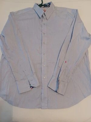 Robert Graham Men’s Button Up Dress Shirt 2XL Blue Flip Cuff Art Deco Print - Image 1 of 4