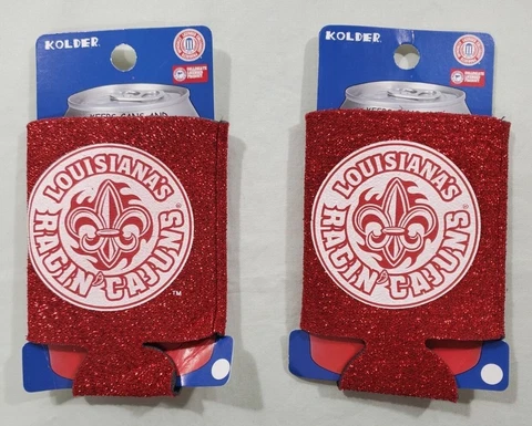 Louisiana Ragin Cajuns Koozie LOT of 2 Lafayette College Cover