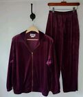 Vintage Purple Velvet Velour Womens Sweatsuit S Pants M Zip Track Jacket