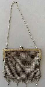 Art Deco Mesh Purse Silver Ornate Evening Bag - Picture 1 of 6