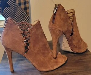 Antonio Melani Brown Cage Heel Peep Toe Size 7M - Picture 1 of 5