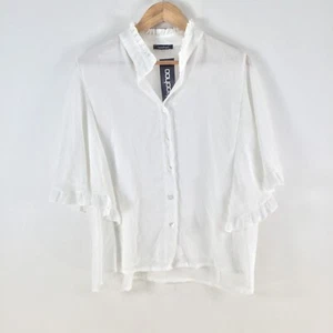 NEW Boohoo womens blouse shirt size 16 white short sleeve Vneck 113793 - Picture 1 of 10