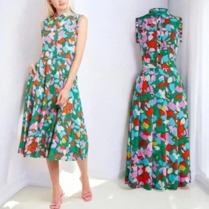 J Crew Womens Lined Pockets Sleeveless Confetti Floral Midi Shirtdress NEW 2 - Picture 1 of 11