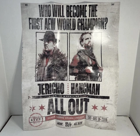 Jericho Vs Hangman Adam Page All Out 2019 Poster All Elite Crate AEW Wrestling Cover
