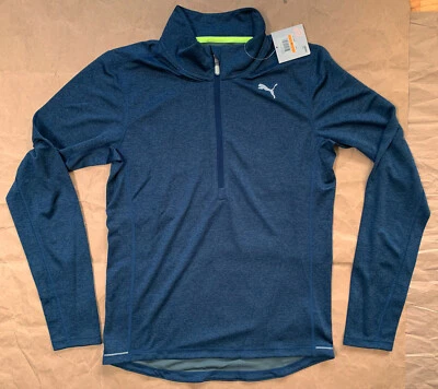 Puma Manga Larga Dry-Cell Secado Rápido Media Cremallera Running Top Camiseta, NUEVO Foto 1 de 4