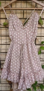 Indikah Peach White Short Romper Playsuit Tie Waist Size 10 - Picture 1 of 5