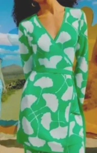 Abito donna Diane von Furstenberg target maglia avvolgente XXS verde maglione ginkgo DVF - Foto 1 di 5