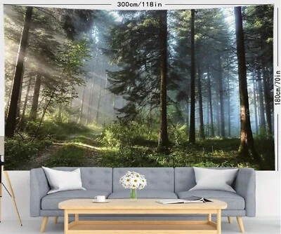 Natural Scenery Forest Tapestry - Tree Print Wall Hanging -79 inch L x 59 inch H - Image 1 of 4