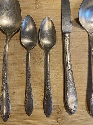 Juego de cucharas con patrón de castillo “Plato de reliquia” de Oneida Silver, Silverplate 1934 Foto 1 de 4