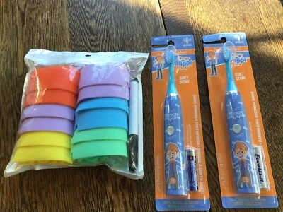 12 bandas de silicona para biberón impermeables proporciona agarre y 2 cepillos de dientes sónicos para niños Foto 1 de 4