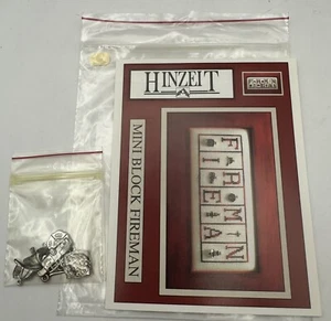 Hinzeit Mini Block Fireman Cross Stitch Pattern W/Charms - NOS - Picture 1 of 5