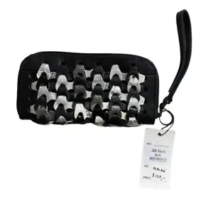 NWT Octopus Handbags Handmade Black Silver Leather Hippie Zip Wristlet Wallet - Picture 1 of 5