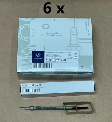 6 x Mercedes-Benz Genuine Glow Plugs (8 mm) ML GL GLK R E Sprinter Class NEW OE  - Image 1 of 3
