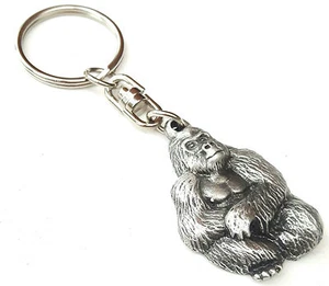 Gorilla Handcrafted In Solid English Pewter KeyRing HIND - KR1379 - Picture 1 of 3