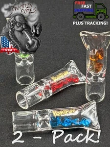 3 Pack: Glass Filter Tips with Diamond Style Pieces for Smoking  - Pinched Lip - Picture 1 of 6