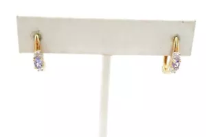 10k Yellow Gold Iolite Diamond Hoop Earrings - Picture 1 of 11