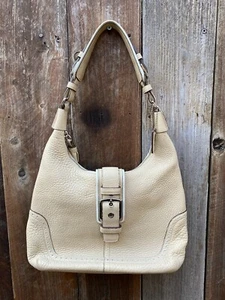 Vintage Coach 5054 Beige Pebble Leather Hobo Shoulder Bag - Picture 1 of 10