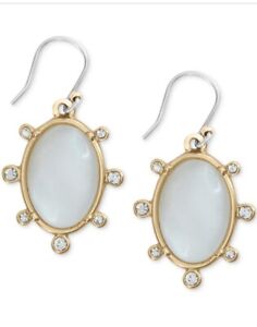   $29 LUCKY BRAND Gold-Tone white stone & Crystal  1-2/3" Drop Earrings X105
