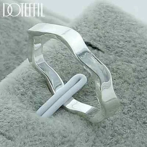 DOTEFFIL 925 Sterling Silver Smooth Winding Ring Wedding Party Charm Jewelry - Imagen 1 de 7